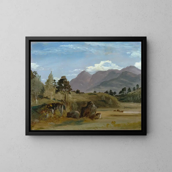 Landskapslandskap av berg, troligen i Lake District - Lionel Constable — inramlat konstverk på väggen