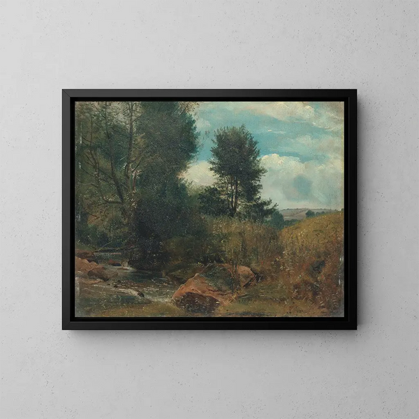 Vy över floden Sid nära Sidmouth - Lionel Constable — inramlat konstverk på väggen