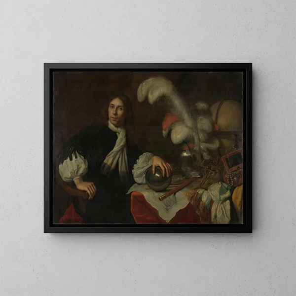 Posthumt målning av Aucke Stellingwerff, amiral av Frise, död 1665 i Lowestoft av en kanonkula - Lodewijk van der Helst — inramlat konstverk på väggen