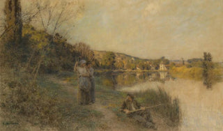 Lon Augustin Lhermitte - Fin De Belle Journee Soleil Couchant Pecheur.webp