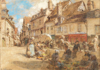 Lon Augustin Lhermitte - Le march dans le vieux Bourges.webp