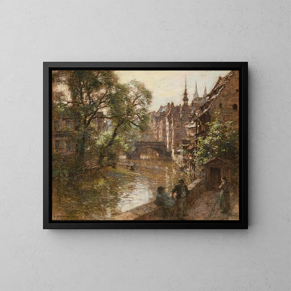 Le pont de Nuremberg - Léon Augustin Lhermitte — inramlat konstverk på väggen