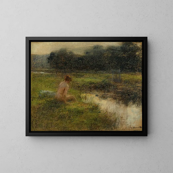 La Baigneuse - Léon Augustin Lhermitte — inramlat konstverk på väggen