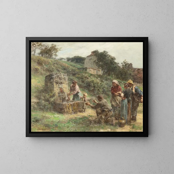 La Fontaine - Léon Augustin Lhermitte — inramlat konstverk på väggen