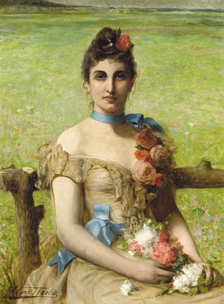 Lon Herbo - Portrait of Lady Holding a Posey.webp