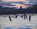 målningarna "Les Patineurs au parc Marie-Henriette à Ostende" av Léon Spilliaert — vy av konstverket