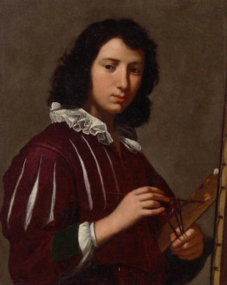 Lorenzo Lippi - Portrait of an artist halflength before an easel.webp