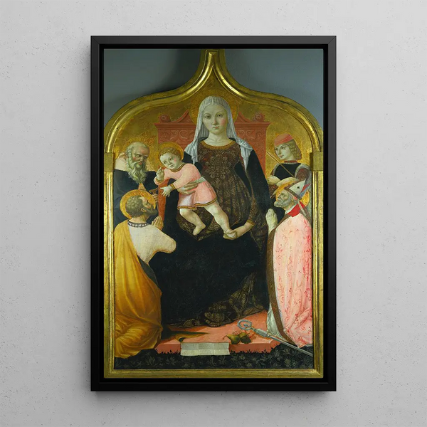 Lorenzo da Sanseverino - Virgin and Child with Saints Anthony Abbott Mark Severino and Sebastian.webp