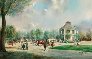 Lothar Michael Brger - A Lively Scene before the Lusthaus Prater Vienna.webp