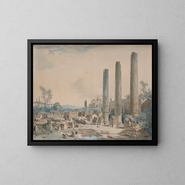 Les ruines du temple de Jupiter à Pouzzoles - Louis-François Cassas — inramlat konstverk på väggen