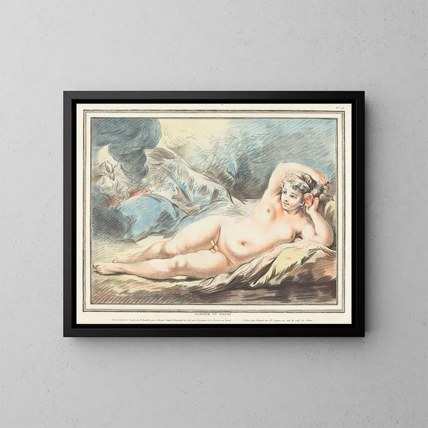 Jupiter och Danaé - Louis-Marin Bonnet — inramlat konstverk på väggen