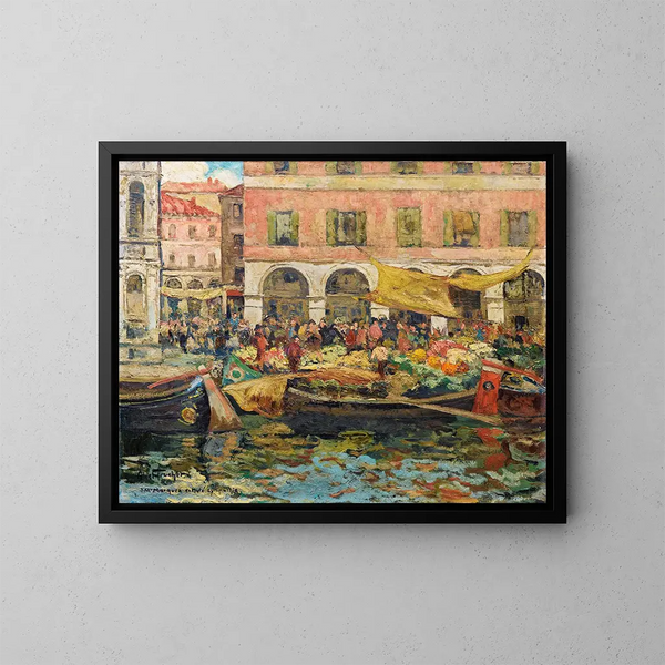 grönsaksmarknaden i Venedig - Louis Abel-Truchet — inramlat konstverk på väggen