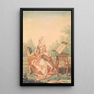 Louis Carrogis Carmontelle - Portrait of a Woman Playing a Lute.webp