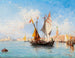 Båtar med segel i Venedig i Bacino di San Marco - Louis Claude Mouchot — vy av konstverket