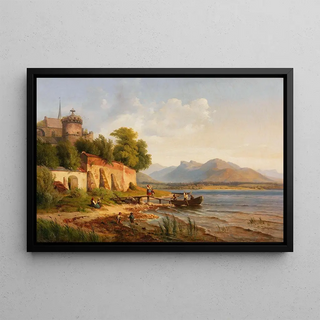 Louis Gurlitt - Oberitalienische Kstenlandschaft mit Figurenstaffage.webp