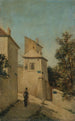 La rue du Mont-Cenis vid hörnet av rue Saint-Vincent Montmartre 18:e arrondissement - Louis Hista — vy av konstverket