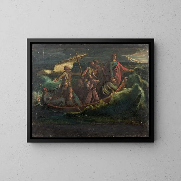 Jesus i stormen på Galileiska sjön - Louis Janmot — inramlat konstverk på väggen