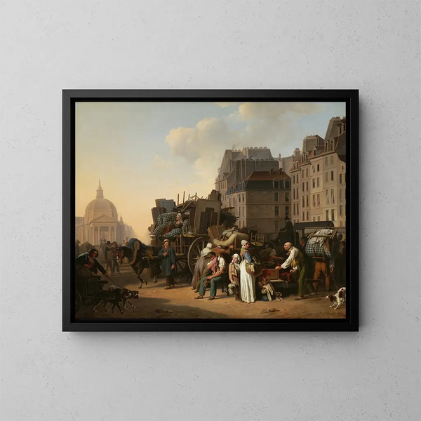 Les Déplacements - Louis Léopold Boilly — inramlat konstverk på väggen