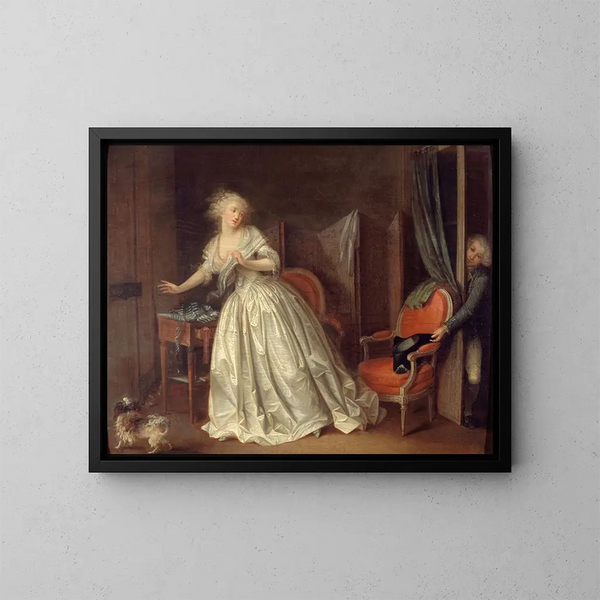 Le départ précipité - Louis Léopold Boilly — inramlat konstverk på väggen