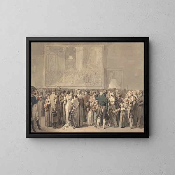 Le public dans le salon du Louvre admirant le tableau du Sacre - Louis Léopold Boilly — inramlat konstverk på väggen