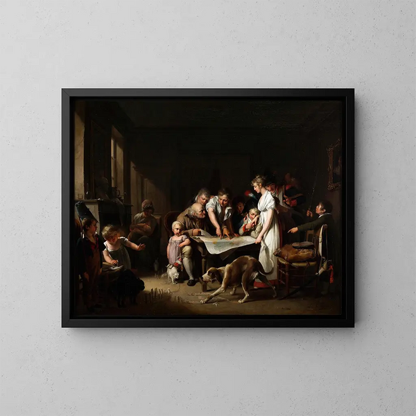 La lecture du bulletin de la Grande Armée - Louis Léopold Boilly — inramlat konstverk på väggen