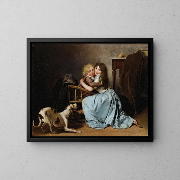 La peur infondée - Louis Léopold Boilly — inramlat konstverk på väggen
