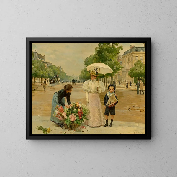 L'avenue des Champs-Élysées - Louis Marie de Schryver — inramlat konstverk på väggen