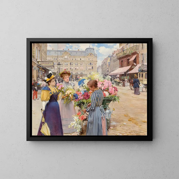 Paris, la rue du Havre - Louis Marie de Schryver — inramlat konstverk på väggen