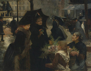 Louis Marie De Schryver - Rainy Day Flower Seller.webp