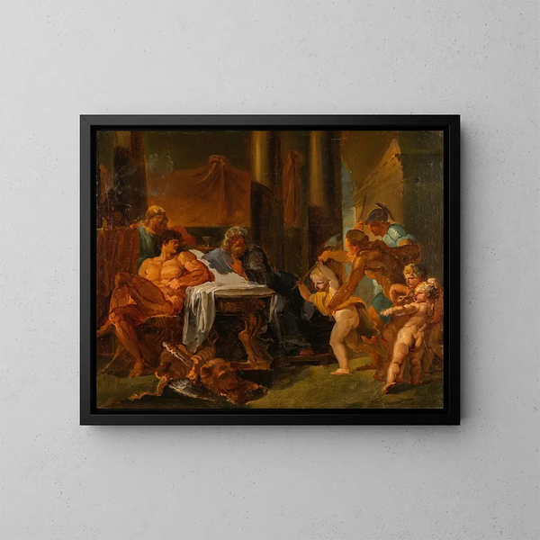 Hercule och Theseus i kung Pittheus palats - Louis Masreliez — inramlat konstverk på väggen