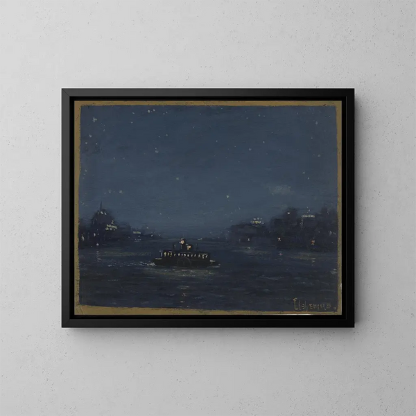 Ferryboat de nuit - Louis Michel Eilshemius — inramlat konstverk på väggen