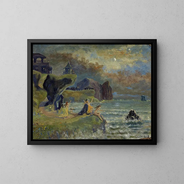 Sirènes de la mer - Louis Michel Eilshemius — inramlat konstverk på väggen