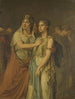 skådespelerskorna Joanna Cornelia Ziesenis Wattier 1762-1827 och Geertruida Jacoba Grevelink Hilverdink 1786-1827 i Iphigénie 1674 av Jean Racine 1639-99 - Louis Moritz — vy av konstverket