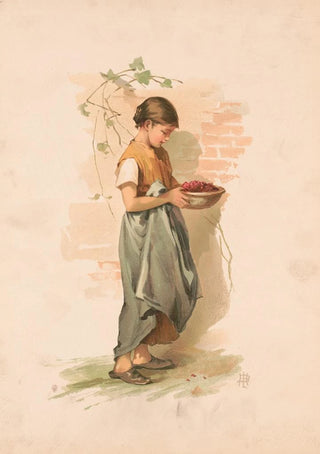 Louis Prang - Study Girl carrying dish of berries.webp
