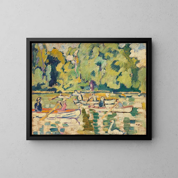 Båtar i träskogen i Boulogne - Louis Valtat — inramlat konstverk på väggen