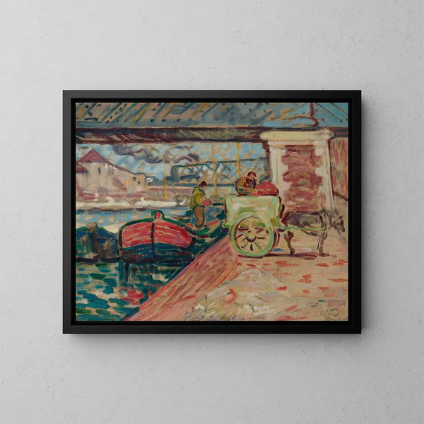 lossning på Seine-dockorna - Louis Valtat — inramlat konstverk på väggen