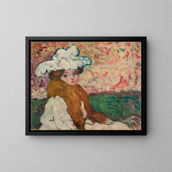 kvinna med charlotten - Louis Valtat — inramlat konstverk på väggen