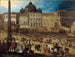 Vue de la place Saint-Pierre à Rome lors de l'élection du pape Clément VIII en 1592 - Louis de Caulery — vy av konstverket