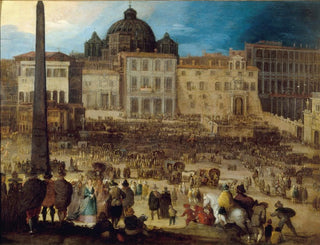 Vue de la place Saint-Pierre à Rome lors de l'élection du pape Clément VIII en 1592 - Louis de Caulery — vy av konstverket