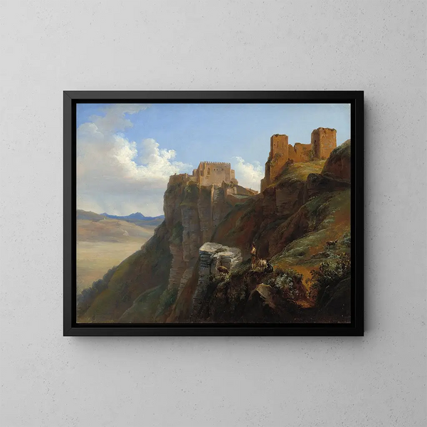 Vue du Castello di San Giuliano près de Trapani, Sicile - Louise-Joséphine Sarazin de Belmont — inramlat konstverk på väggen