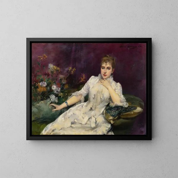 La Dame aux fleurs - Louise Abbema — inramlat konstverk på väggen