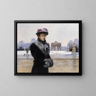 vinterpromenad i Paris - Louise Abbema — inramlat konstverk på väggen