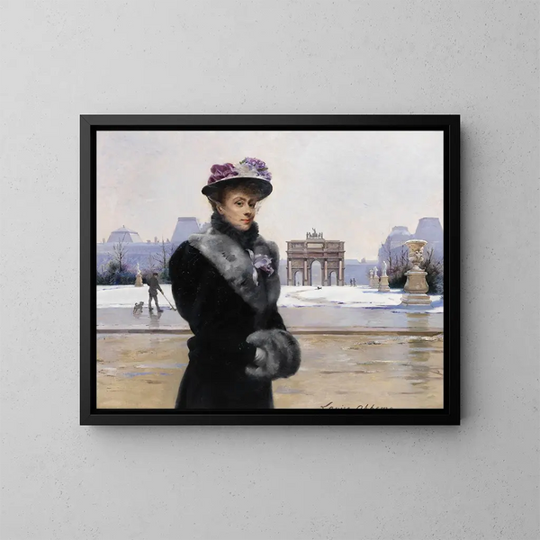 vinterpromenad i Paris - Louise Abbema — inramlat konstverk på väggen