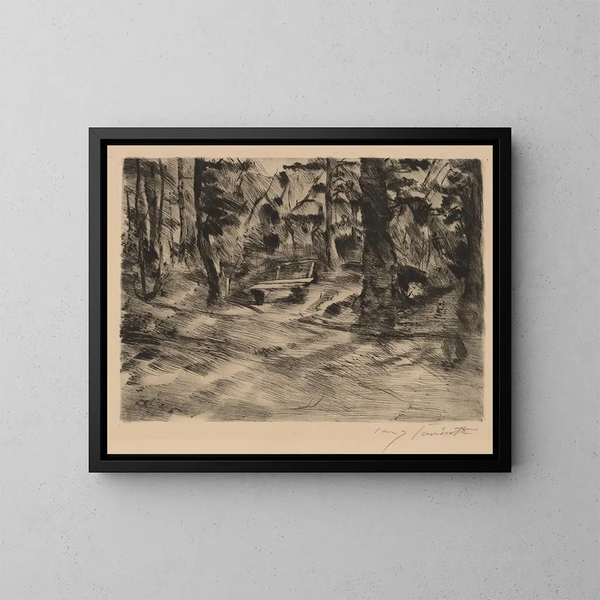 Banc dans les bois II - Lovis Corinth — inramlat konstverk på väggen