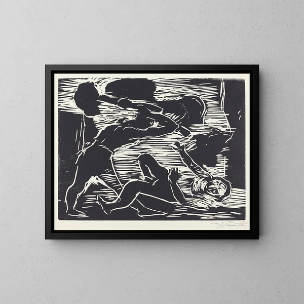 Caïn och Abel - Lovis Corinth — inramlat konstverk på väggen
