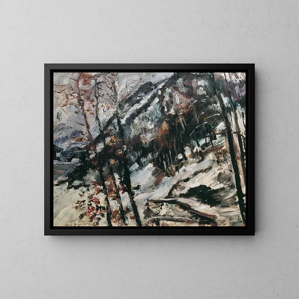Le duché au Walchensee dans la neige - Lovis Corinth — inramlat konstverk på väggen