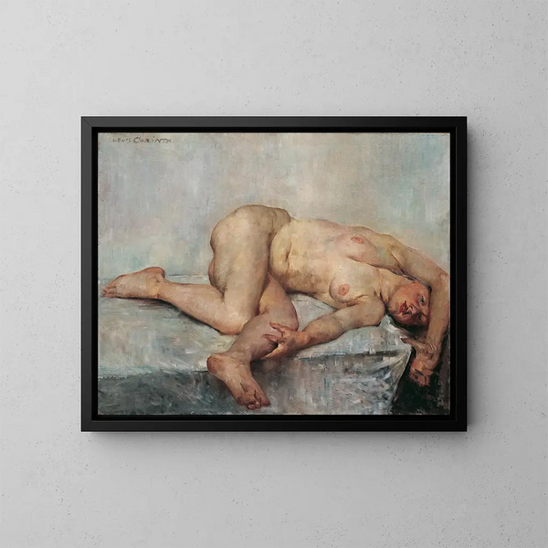 kvinnlig akt liggande - Lovis Corinth — inramlat konstverk på väggen