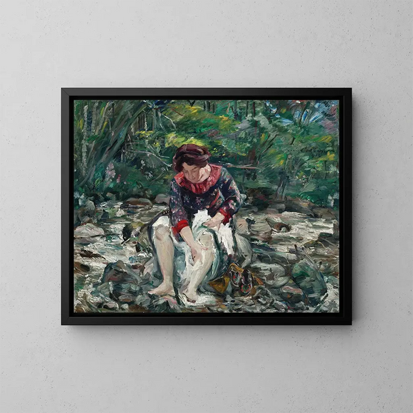 Flicka i bäcken - Lovis Corinth — inramlat konstverk på väggen