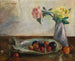 stilleben med blommor i en vas, ett snäckskal och frukt - Lovis Corinth — vy av konstverket