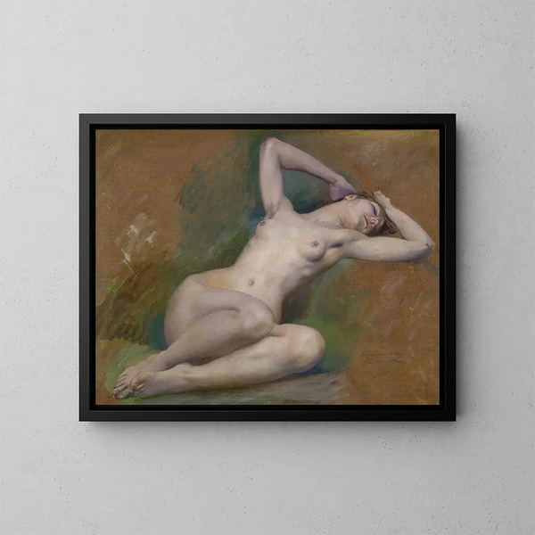 Studie för figuren av Våren vid Lopra Comique i Paris - Luc-Olivier Merson — inramlat konstverk på väggen